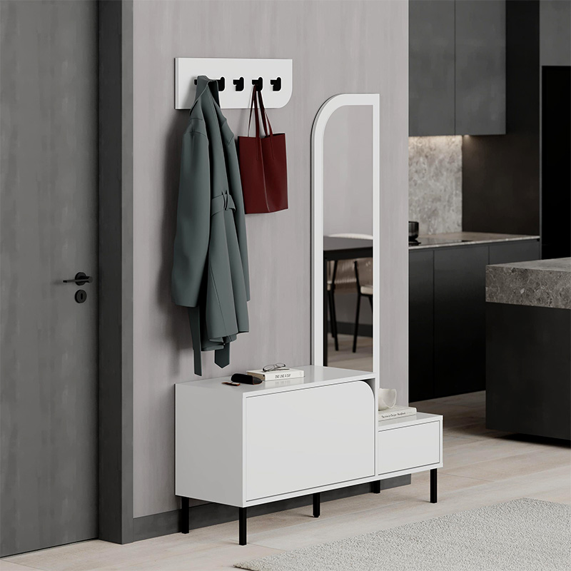 Έπιπλο εισόδου Mila Megapap με κρεμάστρα χρώμα λευκό 120x37x171,6εκ.