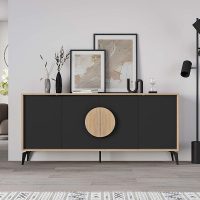 Μπουφές Gora Megapap χρώμα sapphire oak - silky black 180x40x82εκ.