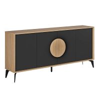 Μπουφές Gora Megapap χρώμα sapphire oak - silky black 180x40x82εκ.