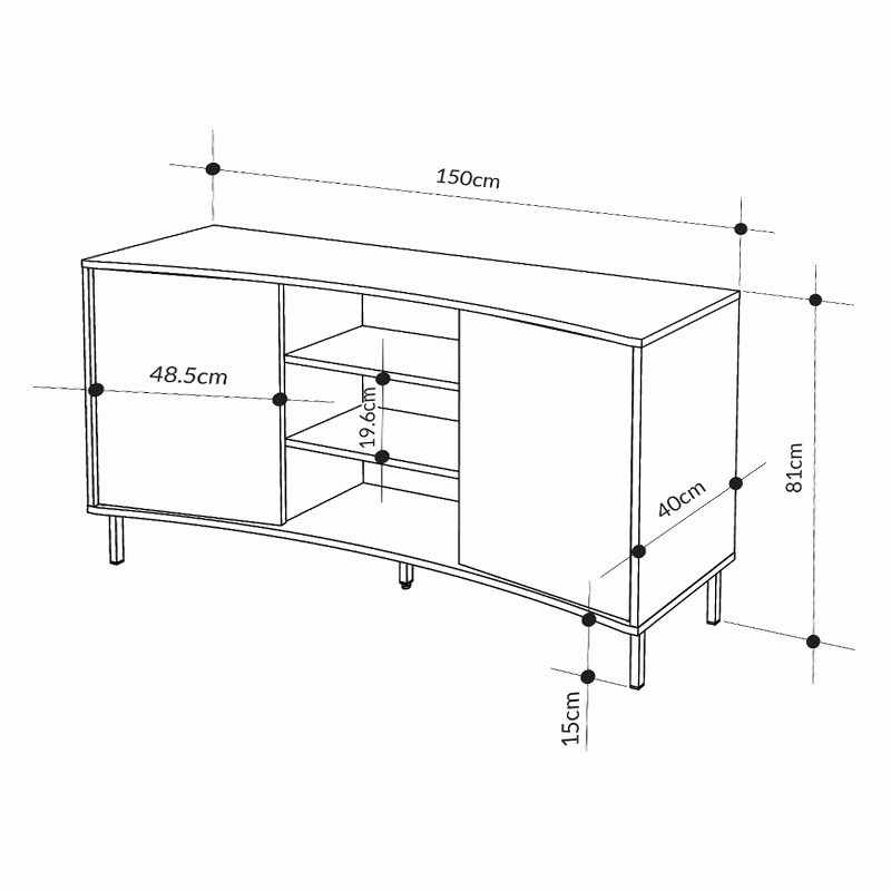 Μπουφές Frem Megapap χρώμα ash green 150x40x81εκ.