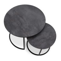 Τραπεζάκι σαλονιού σετ 2 τμχ Gary Megapap Mdf - μεταλλικό χρώμα σκούρο γκρι σκυροδέματος 65x65x44εκ.