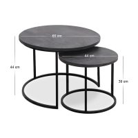 Τραπεζάκι σαλονιού σετ 2 τμχ Gary Megapap Mdf - μεταλλικό χρώμα σκούρο γκρι σκυροδέματος 65x65x44εκ.