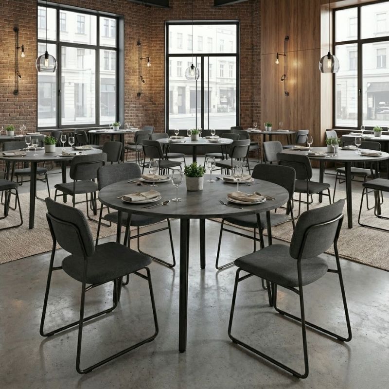 Τραπέζι Zeno Megapap χρώμα σκούρο γκρι σκυροδέματος Ø110x73,5εκ.