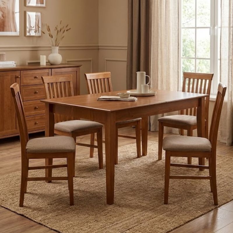 Καρέκλα τραπεζαρίας Francis Megapap από μασίφ ξύλο οξιάς χρώμα καρυδί 48x42x96εκ.