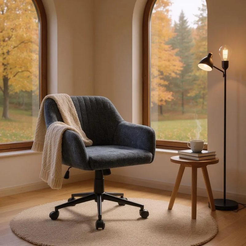 Καρέκλα γραφείου Alice Megapap υφασμάτινη χρώμα ανθρακί 61x61x80/90εκ.