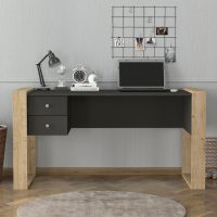 Γραφείο εργασίας Fernando Megapap χρώμα ανθρακί - sapphire oak 158,4x60x72,2εκ.