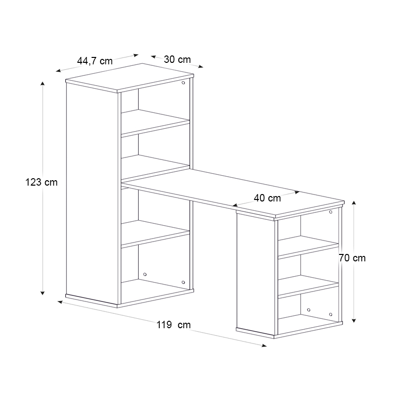 Γραφείο εργασίας πολυμορφικό Last Megapap χρώμα sapphire oak 119x44,7x123εκ.