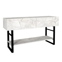 Κονσόλα Aron Megapap χρώμα λευκό εφέ μαρμάρου 138,8x41x75,7εκ.