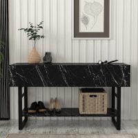 Κονσόλα Aron Megapap χρώμα μαύρο εφέ μαρμάρου 138,8x41x75,7εκ.