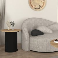 Τραπεζάκι βοηθητικό Bohema Megapap χρώμα μαύρο - sepet oak Ø50x53,2εκ.