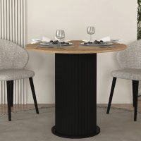 Τραπέζι Bohema Megapap χρώμα μαύρο - sepet oak Ø90x77,7εκ.