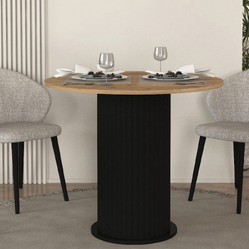 GP042-02852-1 Τραπέζι Bohema Megapap χρώμα μαύρο - sepet oak Ø90x77,7εκ.