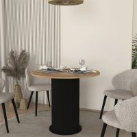 Τραπέζι Bohema Megapap χρώμα μαύρο - sepet oak Ø90x77,7εκ.