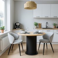 Τραπέζι Bohema Megapap χρώμα μαύρο - sepet oak Ø90x77,7εκ.