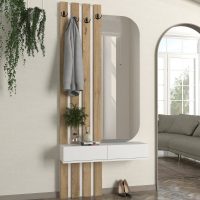 Έπιπλο εισόδου Reyas Megapap χρώμα λευκό - sepet oak 90x27x205,6εκ.