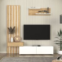 GP042-03642-2 Σύνθεση τηλεόρασης Rosaline Megapap χρώμα λευκό - sepet oak 183x31,3x196,9εκ.