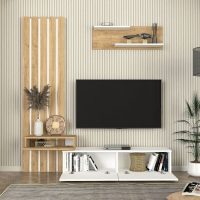 GP042-03642-3 Σύνθεση τηλεόρασης Rosaline Megapap χρώμα λευκό - sepet oak 183x31,3x196,9εκ.