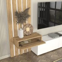 GP042-03642-6 Σύνθεση τηλεόρασης Rosaline Megapap χρώμα λευκό - sepet oak 183x31,3x196,9εκ.