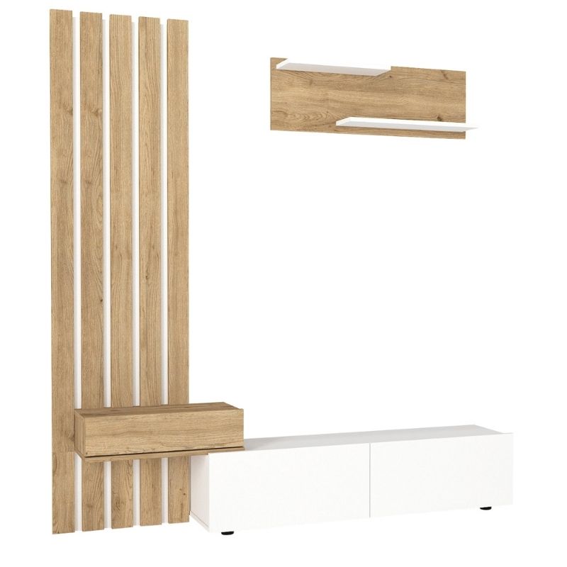 GP042-03642-8 Σύνθεση τηλεόρασης Rosaline Megapap χρώμα λευκό - sepet oak 183x31,3x196,9εκ.