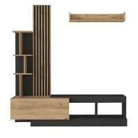 GP042-03651-7 Σύνθεση τηλεόρασης Vermont Megapap χρώμα ανθρακί - sepet oak 180x40x193,8εκ.