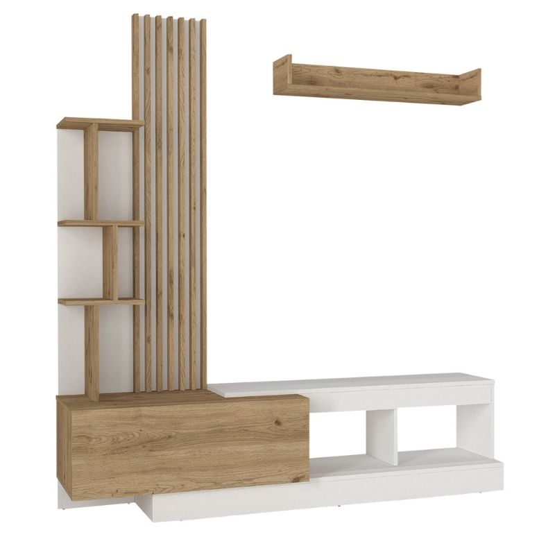 GP042-03652-8 Σύνθεση τηλεόρασης Vermont Megapap χρώμα λευκό - sepet oak 180x40x193,8εκ.
