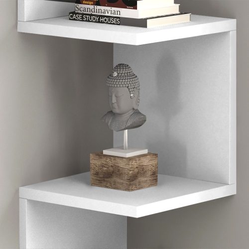 GP052-02363-1 Ραφιέρα τοίχου Zikzak Megapap χρώμα λευκό 25x25x105,4εκ.