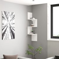 Ραφιέρα τοίχου γωνιακή Zikzak Megapap χρώμα λευκό 25x25x105,4εκ.