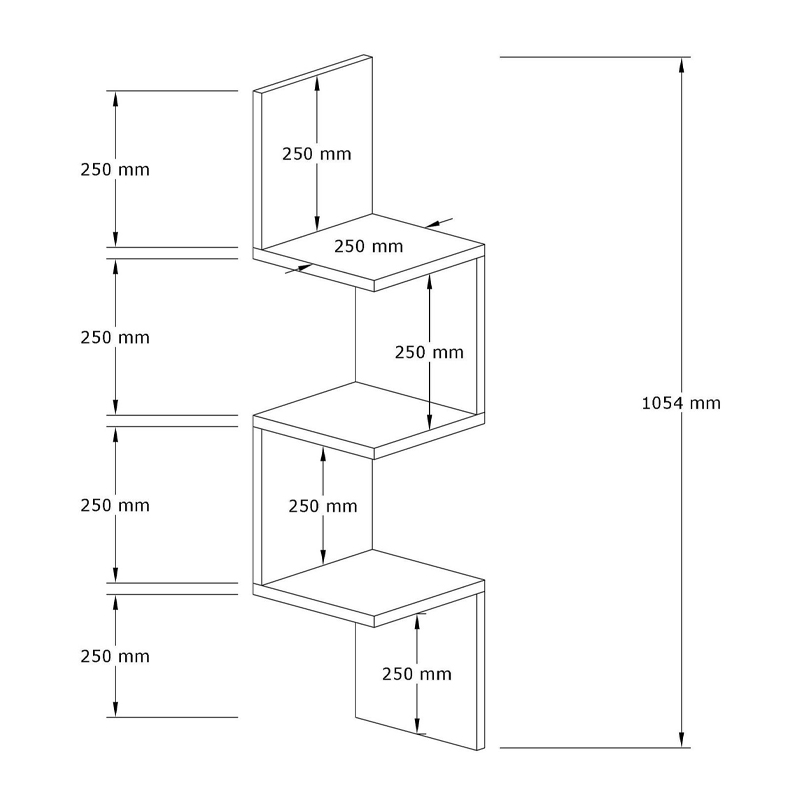Ραφιέρα τοίχου γωνιακή Zikzak Megapap χρώμα λευκό 25x25x105,4εκ.