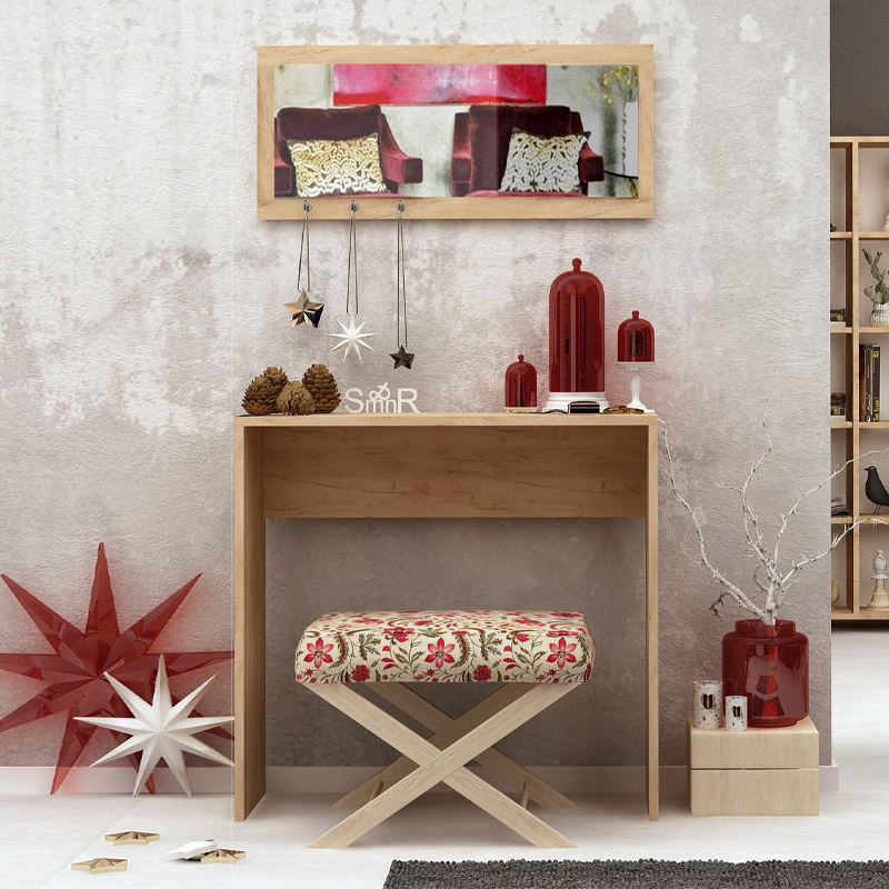 GP052-02411-1 Κονσόλα με καθρέπτη Cosenza Megapap χρώμα oak 80x30x82εκ.