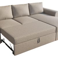 Stanford Γωνιακός καναπές κρεβάτι με αποθηκευτικό χώρο 242x160 Σκούρο Μπεζ με αναστρέψιμη γωνία