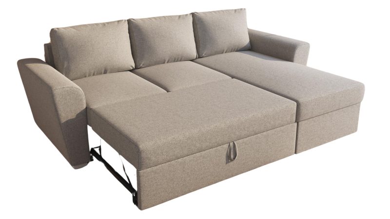 Stanford Γωνιακός καναπές κρεβάτι με αποθηκευτικό χώρο 242x160 Σκούρο Μπεζ με αναστρέψιμη γωνία