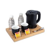 Ξενοδοχειακό σετ καλωσορίσματος PRWT-50085 Primo 0.8L 1200W με Ανοξείδωτο Cool touch Μαύρο βραστήρα & Ξύλινη βάση