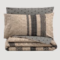 129CTN4282-2 Σετ παπλωματοθήκη Arlo Cotton Box 4 τμχ Διπλή (200x220) χρώμα καφέ - γκρι