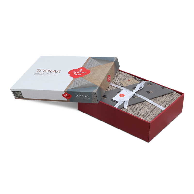 129CTN4282-4 Σετ παπλωματοθήκη Arlo Cotton Box 4 τμχ Διπλή (200x220) χρώμα καφέ - γκρι