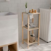 FIX-2011-3-1 Ραφιέρα δαπέδου πλαστική - ξύλινη χρώμα φυσικό - μπεζ 28x25x72εκ.