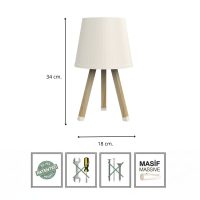 Φωτιστικό επιτραπέζιο ξύλινο - πλαστικό χρώμα μπεζ Ø18x34εκ.