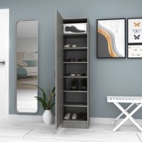 Ντουλάπα ρούχων - παπουτσοθήκη Petro Megapap μονόφυλλη χρώμα γκρι σκυροδέματος 45x38x180εκ.