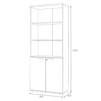 Βιβλιοθήκη γραφείου επαγγελματική Venturo Megapap χρώμα ανθρακί - φυσικό οξιάς 80x40x200εκ.