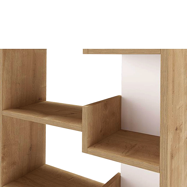 GP037-00362-4 Βιβλιοθήκη Oppa Megapap χρώμα sapphire oak/λευκό 60x22x162εκ.