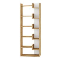 GP037-00362-5 Βιβλιοθήκη Oppa Megapap χρώμα sapphire oak/λευκό 60x22x162εκ.