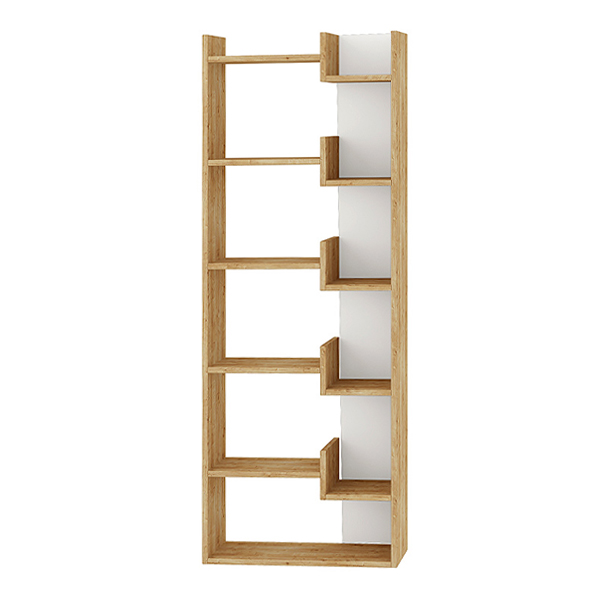 GP037-00362-5 Βιβλιοθήκη Oppa Megapap χρώμα sapphire oak/λευκό 60x22x162εκ.