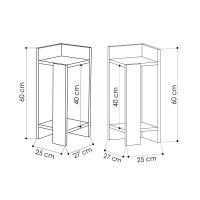 Κομοδίνο Elos Megapap σετ 2 τεμαχίων χρώμα sapphire oak - ανθρακί 25x27x60εκ.