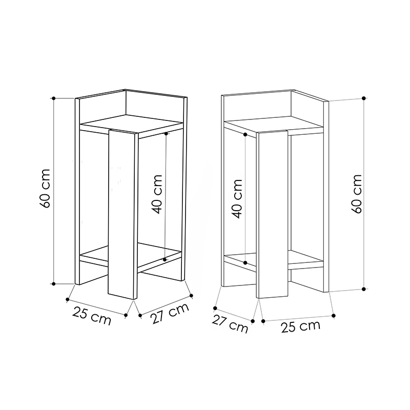 Κομοδίνο Elos Megapap σετ 2 τεμαχίων χρώμα sapphire oak - ανθρακί 25x27x60εκ.