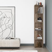 GP037-01557-1 Βιβλιοθήκη γωνιακή Piano Megapap χρώμα ανοιχτό καρυδί 31,4x31,4x158,9εκ.