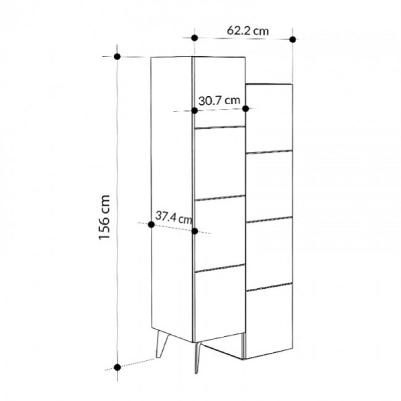 Ντουλάπι κουζίνας/μπάνιου - Παπουτσοθήκη Stair Megapap χρώμα sapphire oak 62,2x37,4x156εκ.