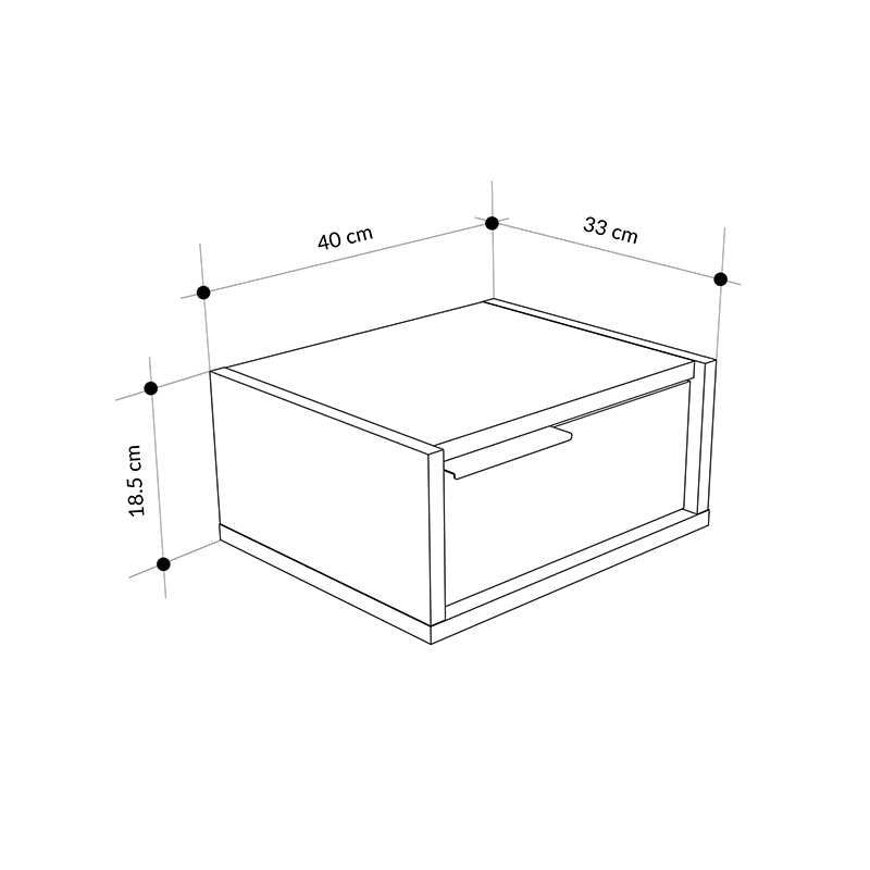 Κομοδίνο επιτοίχιο Eco Megapap χρώμα black wood - καρυδί 40x33x18,5εκ.