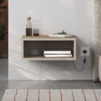 Κομοδίνο επιτοίχιο Brik Megapap με LED χρώμα καρυδί - sandstone 45x30x18εκ.