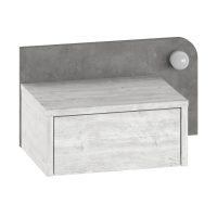 Κομοδίνο επιτοίχιο Dotta Megapap με LED χρώμα λευκό αντικέ - γκρι ρετρό 52x33,6x28εκ.