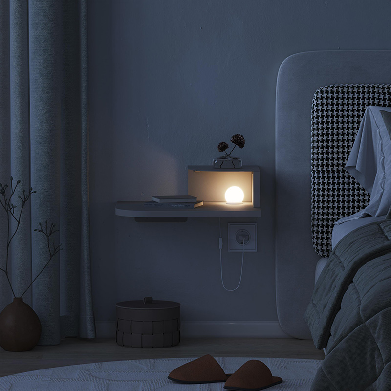 Κομοδίνο επιτοίχιο Luno Megapap με LED χρώμα sandstone 40x30x16,2εκ.