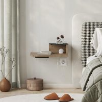 Κομοδίνο επιτοίχιο Luno Megapap με LED χρώμα sepet oak 40x30x16,2εκ.